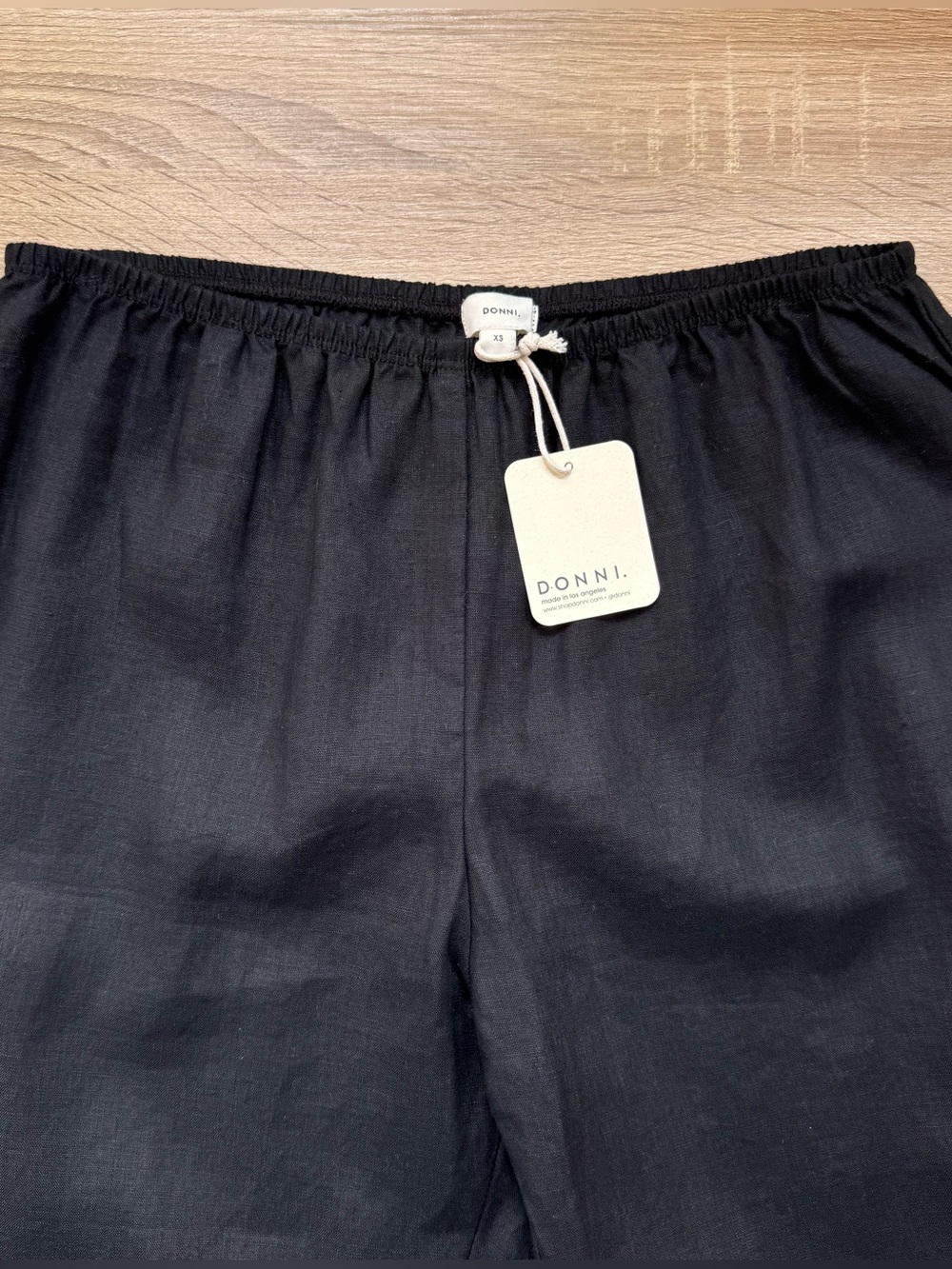 NWT DONNI The Linen Simple Pants in Jet Black XS